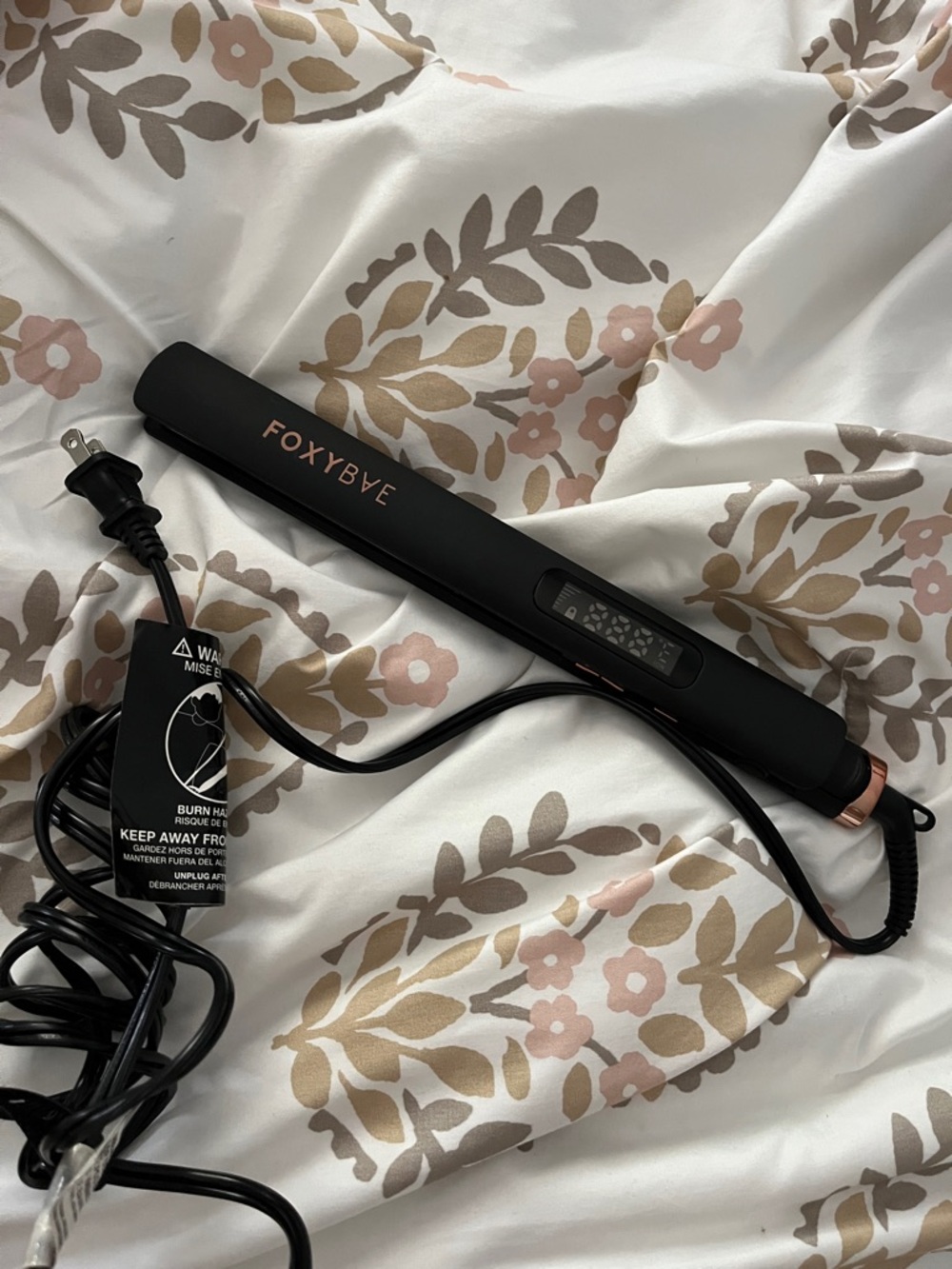 FOXYBAE Black Rose Gold Ceramic Hair Straightener with Digital Display